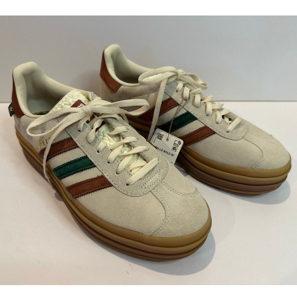 Adidas Gazelle Bold Maple Leaf Platform Sneakers Women’s Size 9 Cream Brown NWOB